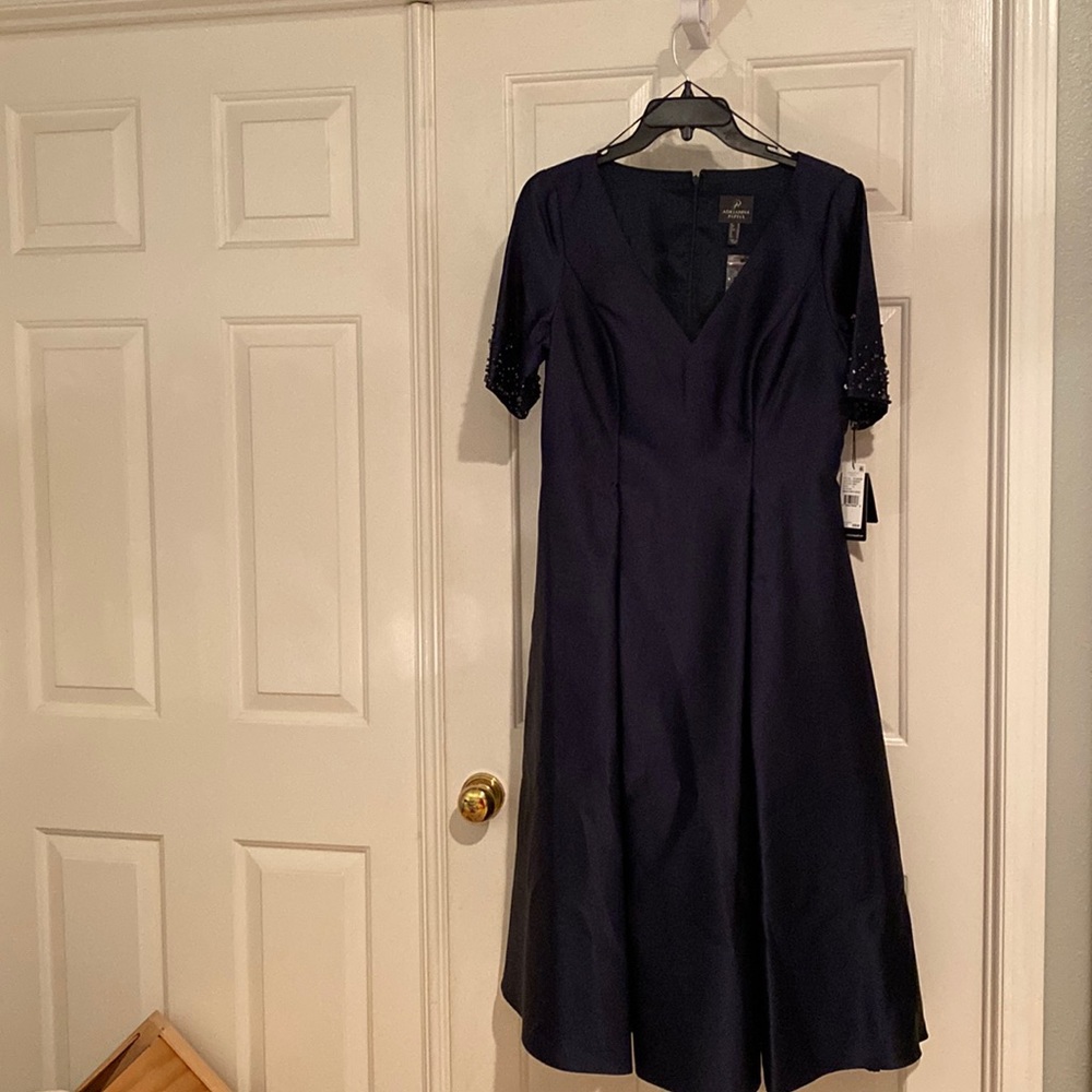 NWT Adrianna Papell Midnight blue Mikado Party dress size 10